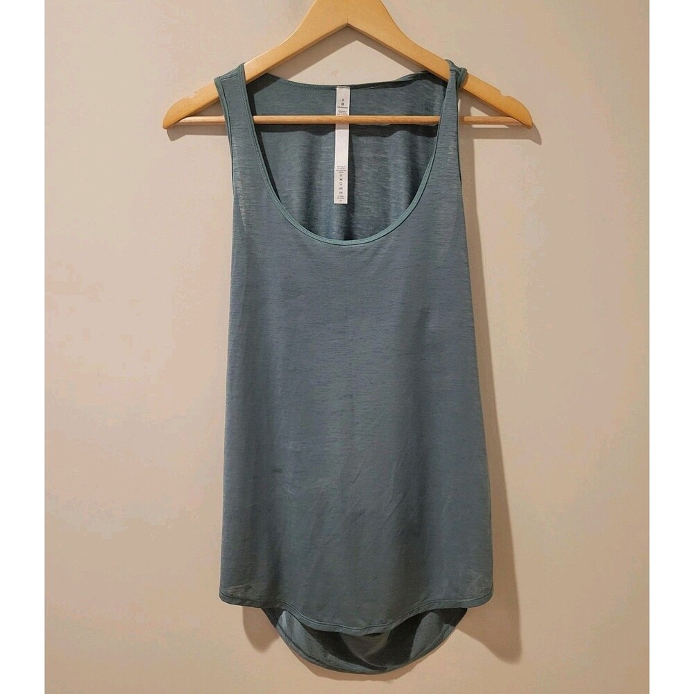 Lululemon Open Back Tank Top Teal Sleeveless Size 8 Athletic Gym Stretch Fitness